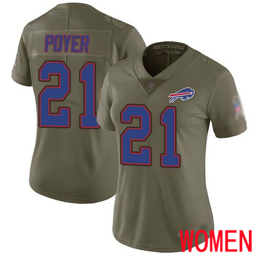 Women Buffalo Bills #21 Jordan Poyer Limited Olive 2017 Salute to Service NFL Jersey->women nfl jersey->Women Jersey